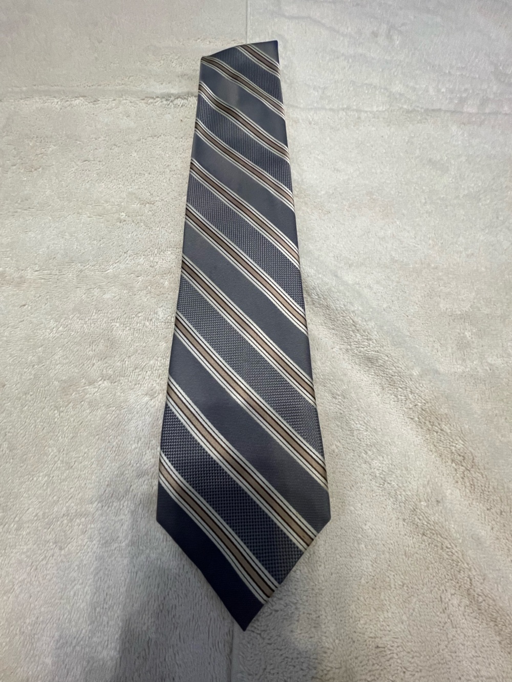 croft & barrow Navy and Gray Striped Silk Tie
